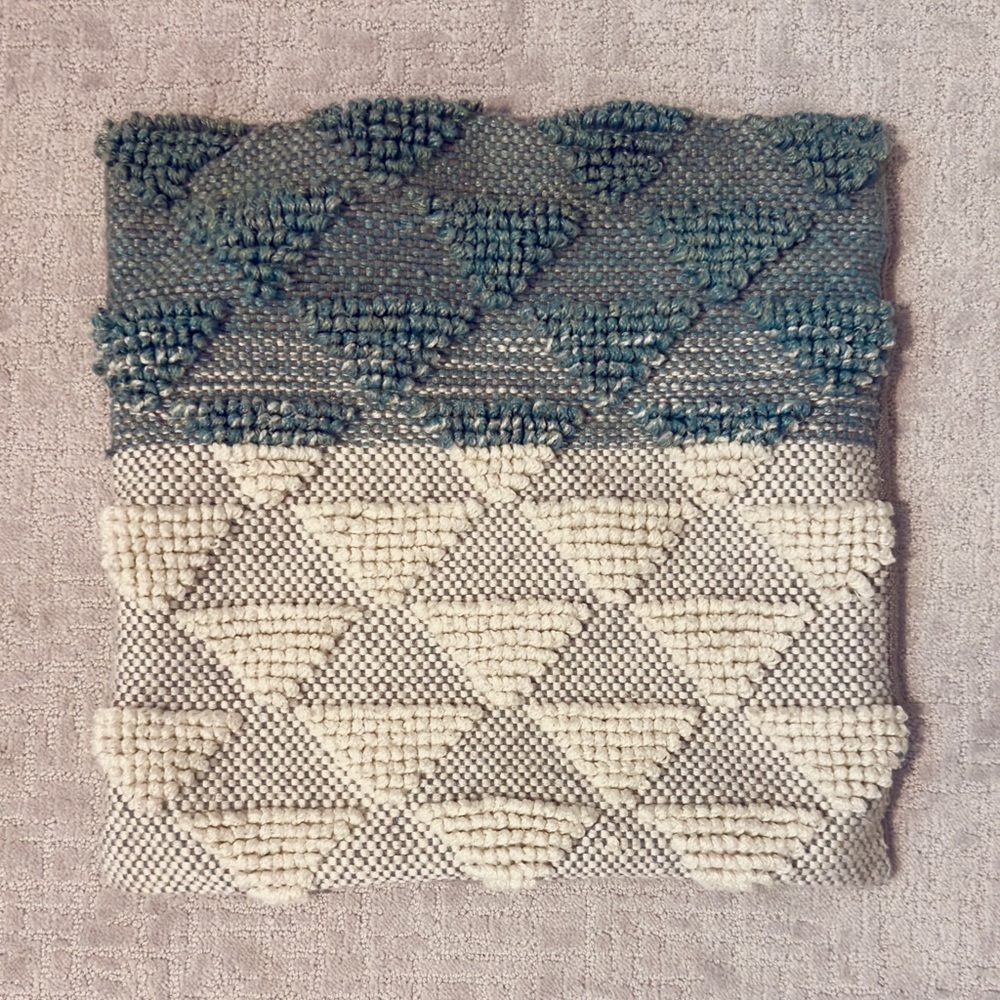 Cost Plus World Market Handwoven Triangle Accent Pillow Cover - Cream and Teal